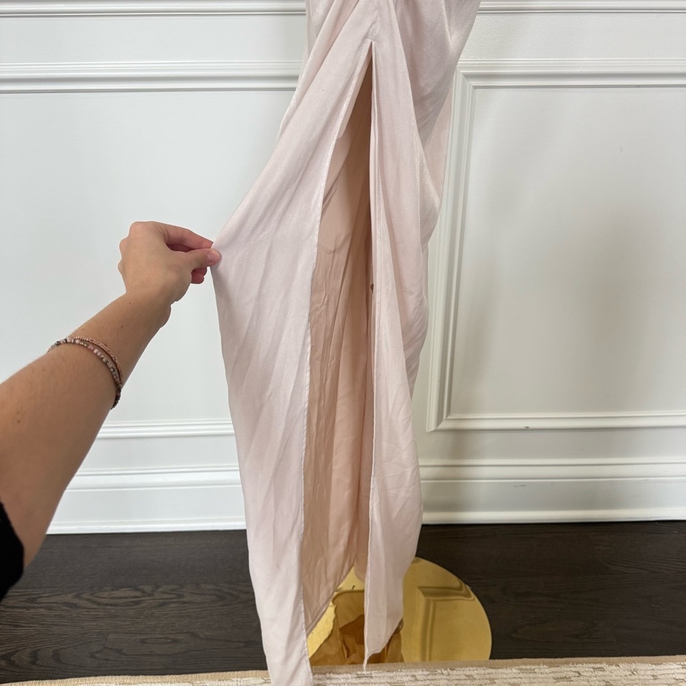 Lovers + Friends Hayden Gown One-Shoulder Long Women's Dress in Champagne Beige - Picture 8 of 10
